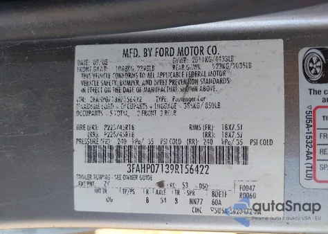 2009 Ford Fusion Se from USA, damaged, VIN 3FAHP07139R156422